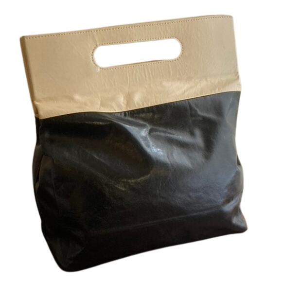 NWT Marie Turnor Emparte Large Shopper, Black with Cream Leather - Picture 1 of 6